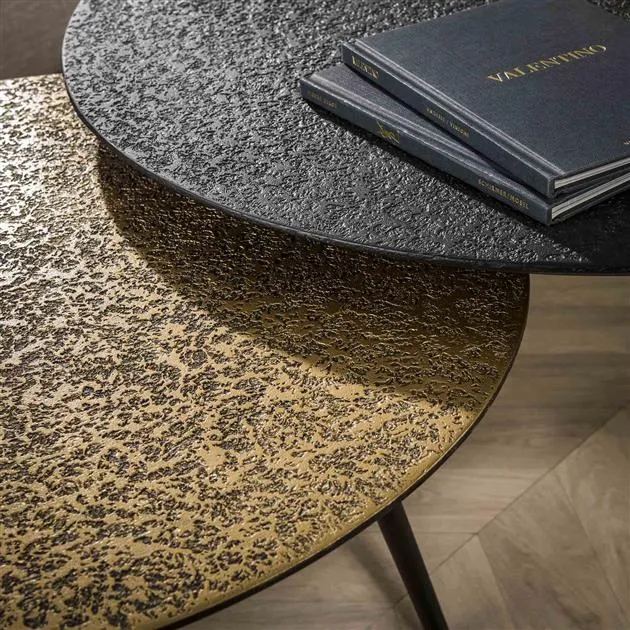 Salontafel set/2 rond metallic / Grijs