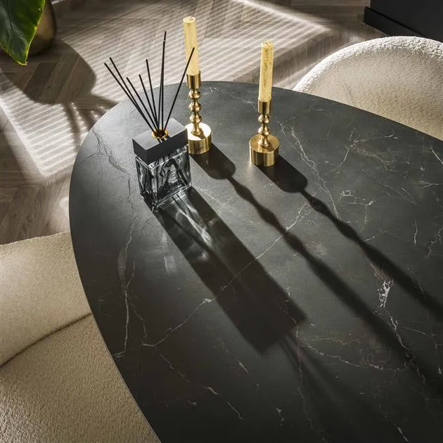 Eetkamertafel 180 oval ceramic / Ceramic natural black