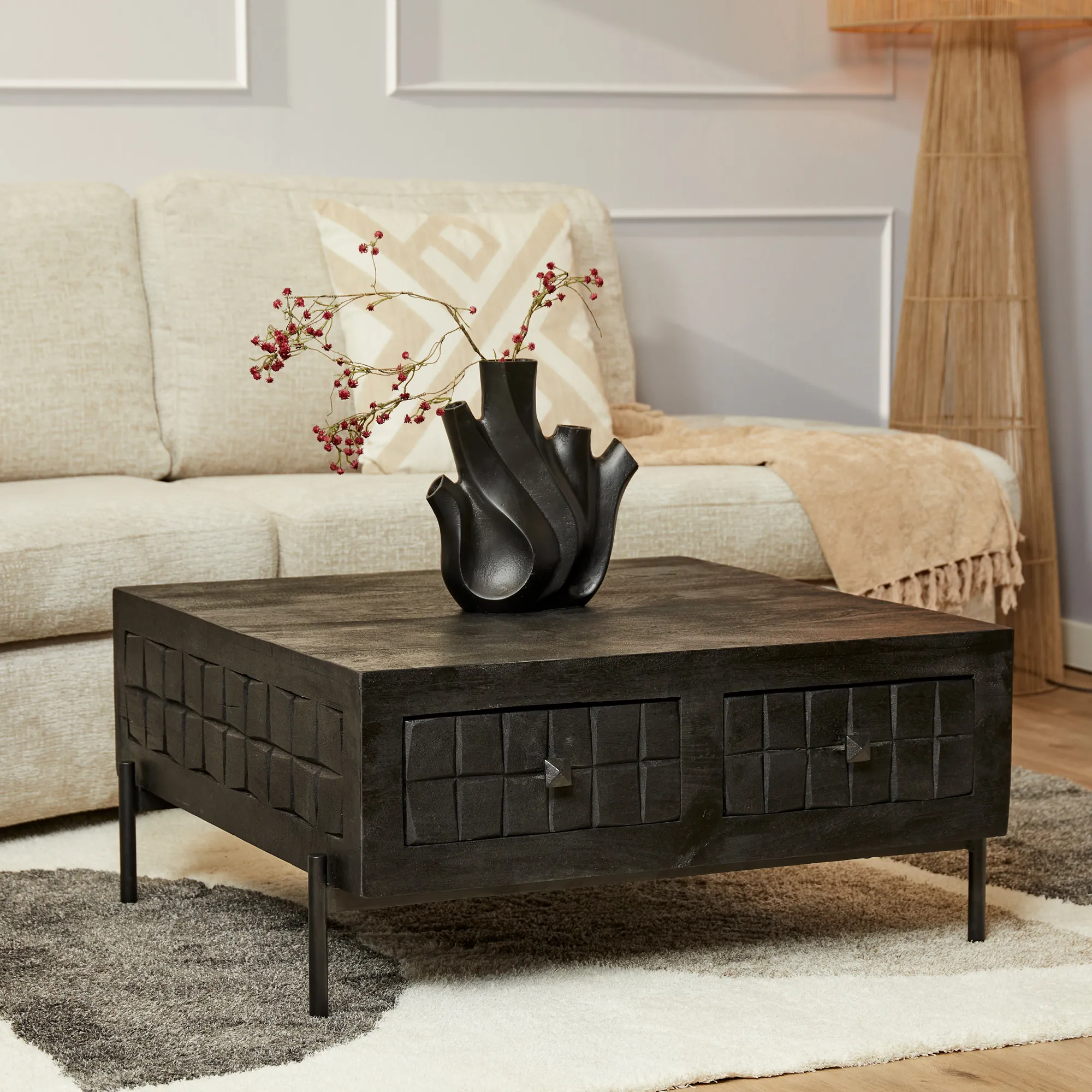 Salontafel Brandy Black 80 x 80 cm
