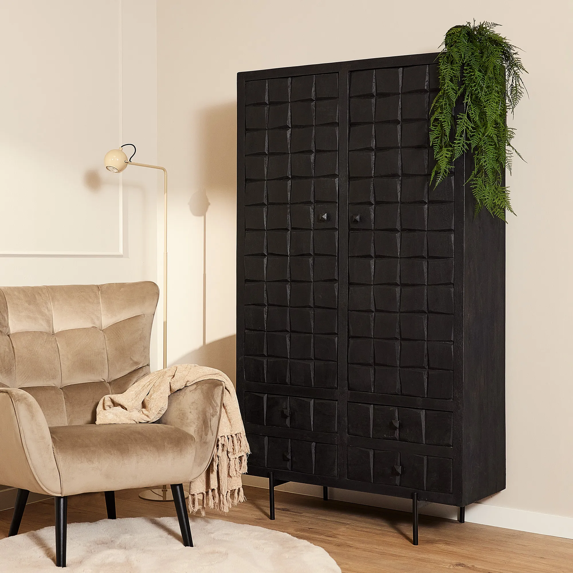 Kabinet Brandy Black 2 deuren 4 lades