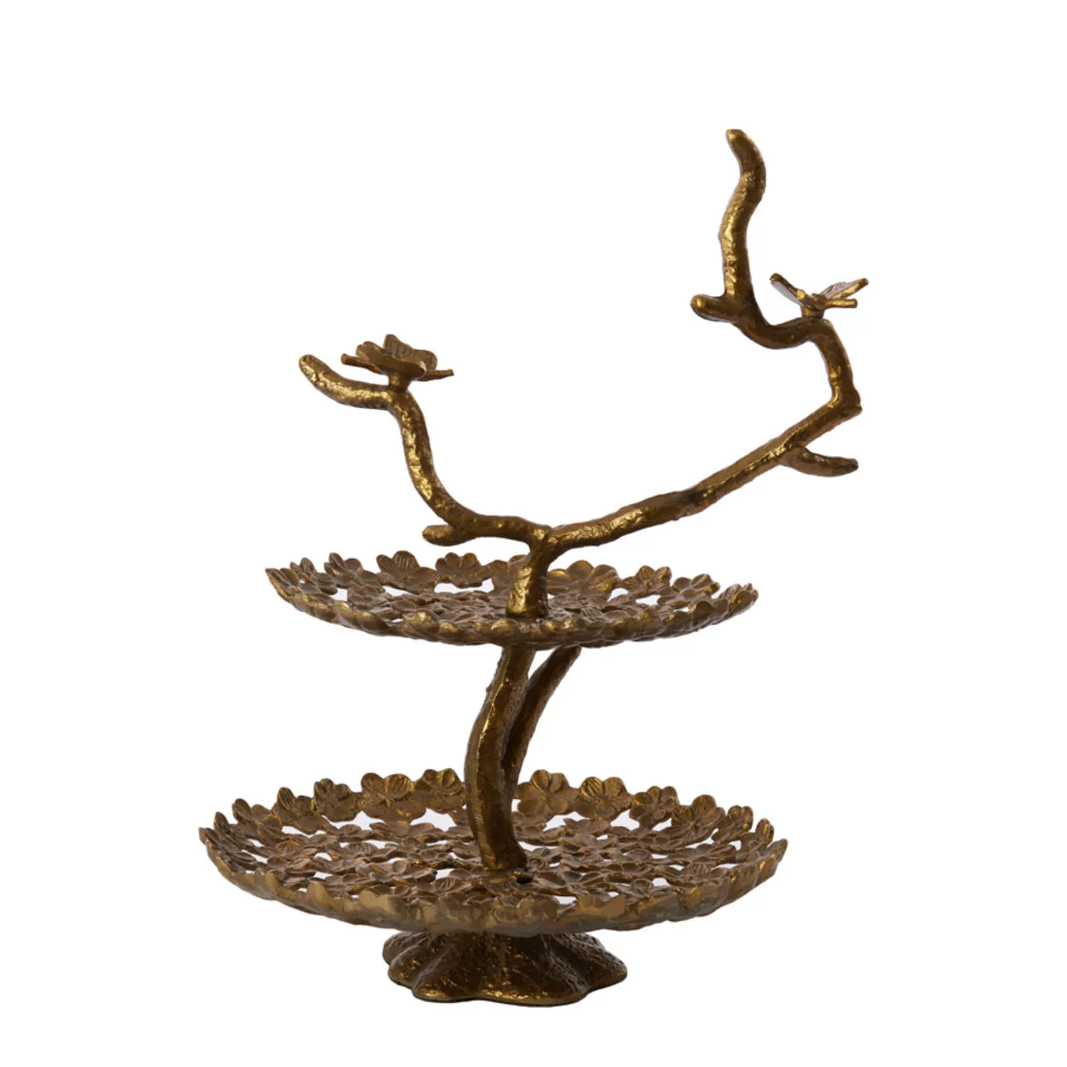 Etagere 2 laags 37x35,5x53 cm BUTTERFLY antiek brons