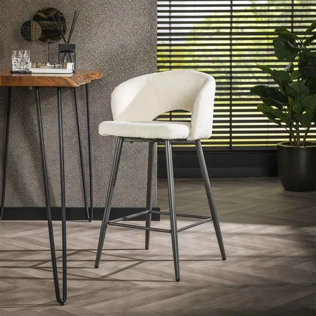 Barstoel boucle salon. VPE2 / Boucle wit