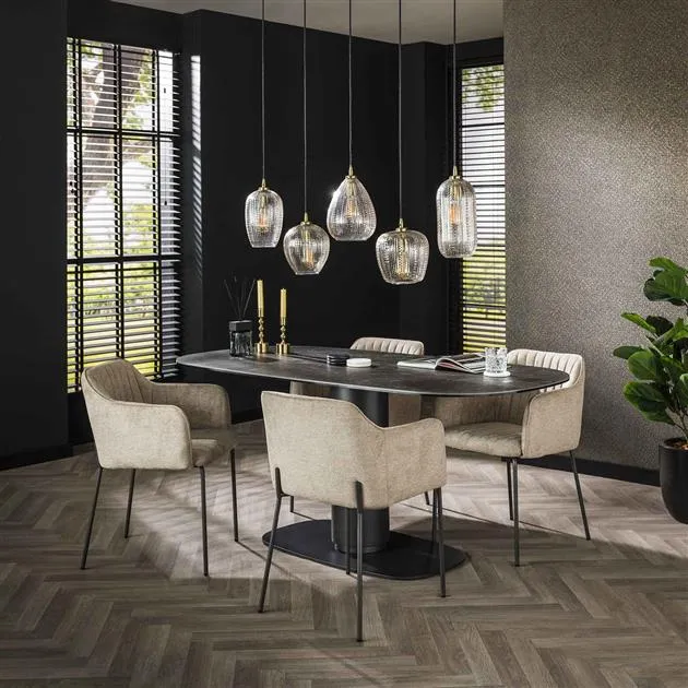 Eetkamertafel 180 kolom ceramic / Ceramic natural black