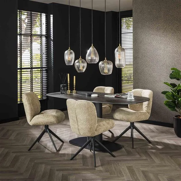 Eetkamertafel 180 kolom ceramic / Ceramic natural black
