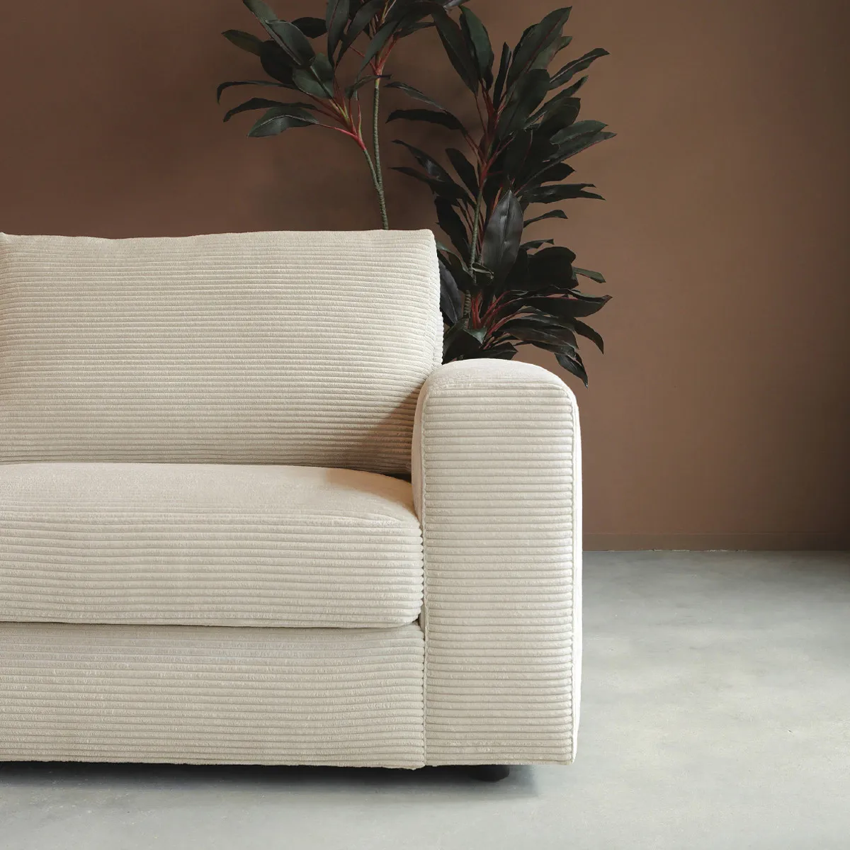 Hoekbank Uno Links Rib Beige