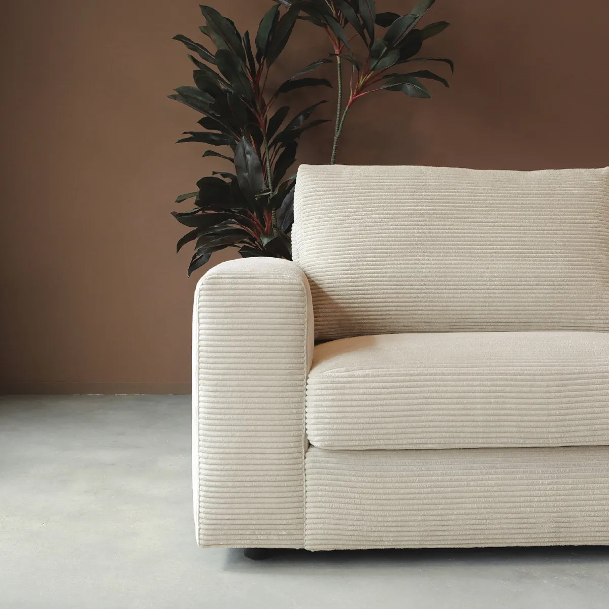 Hoekbank Uno Rechts Rib Beige
