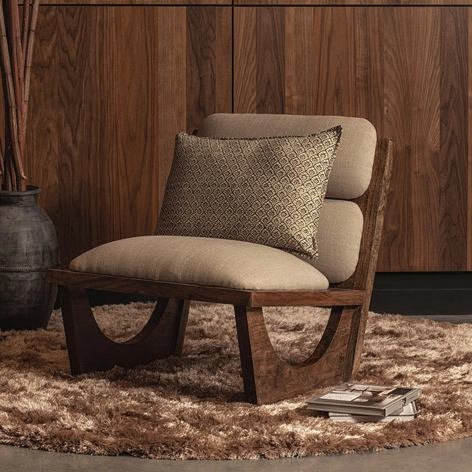 OPULENT FAUTEUIL BOUCLE/HOUT NATUREL
