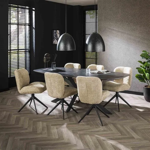 Eetkamertafel 215 deens ovaal / 3D Melamine slate stone