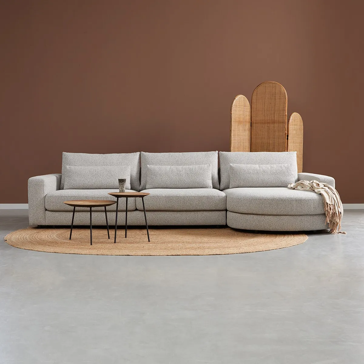 Loungebank Como Rechts Grijs