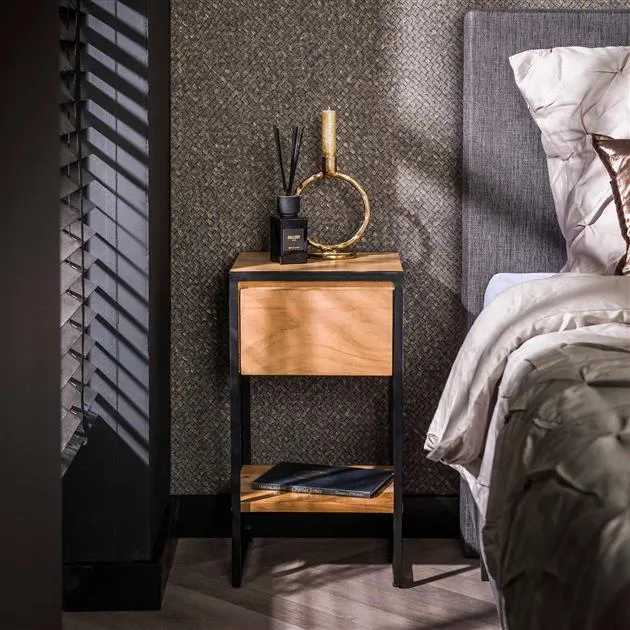 Nachtkastje 1L XS straight wood / Massief acacia naturel