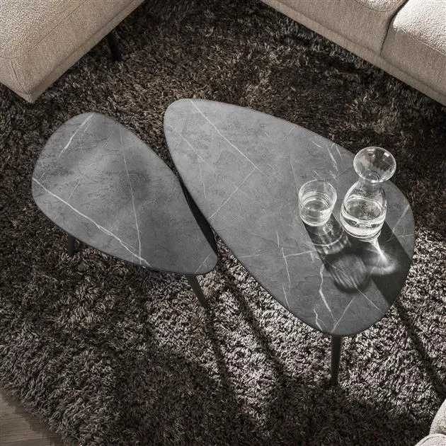 Salontafel set/2 pear shaped organisch / 3D zwart bruin