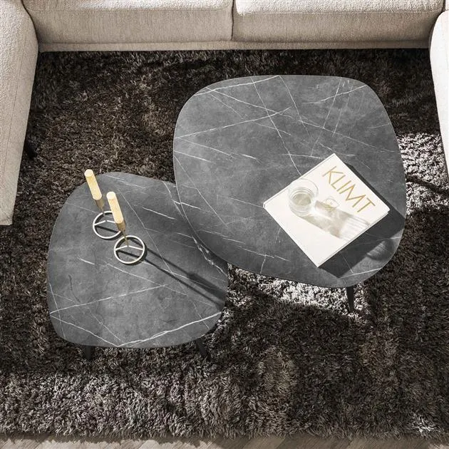 Salontafel set/2 rock organisch / 3D zwart bruin