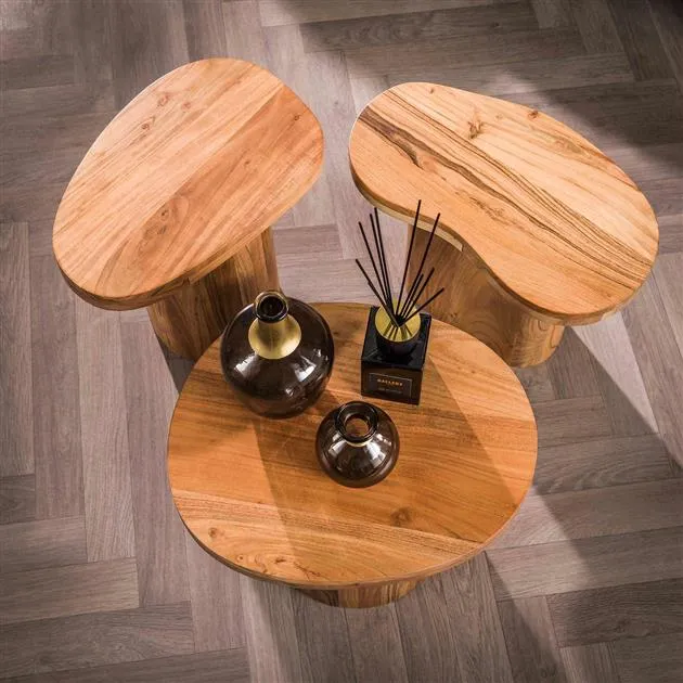 Salontafel set/3 shape / Massief ac