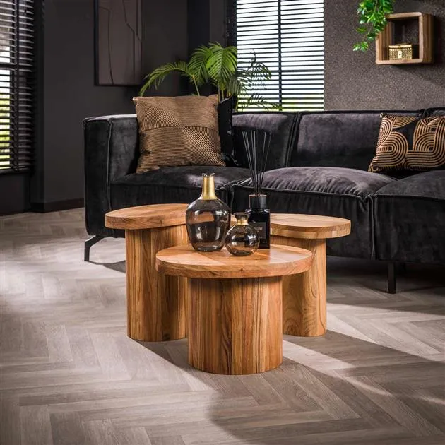 Salontafel set/3 shape / Massief ac