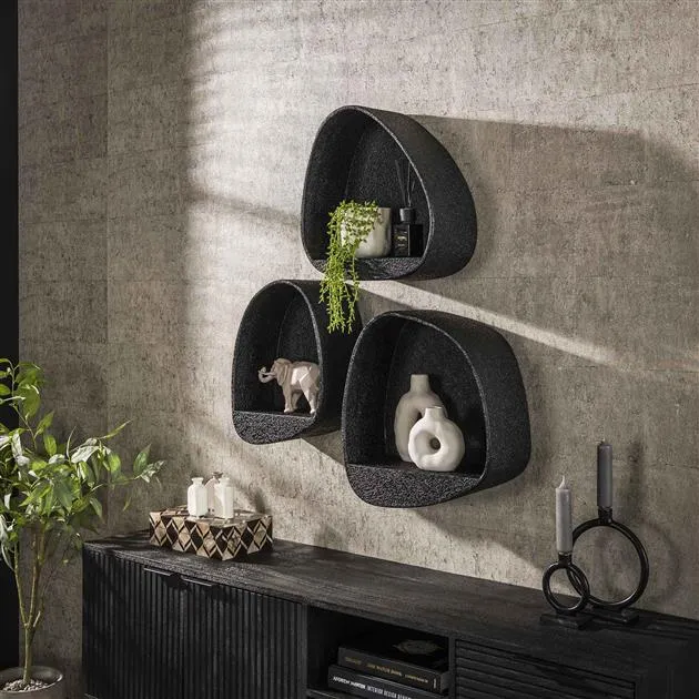 Wandschap metallic driehoek / Grijs