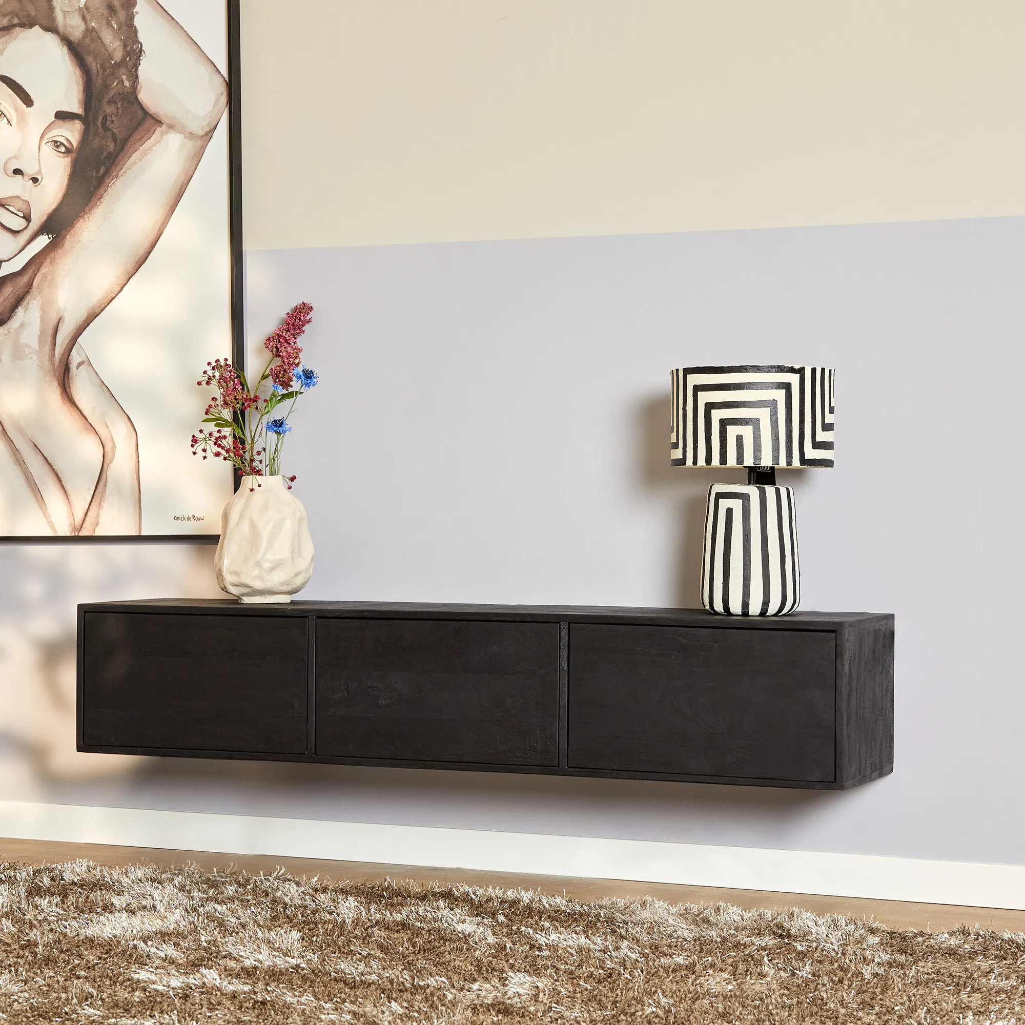 Zwevend tv meubel Vision Black  160 cm