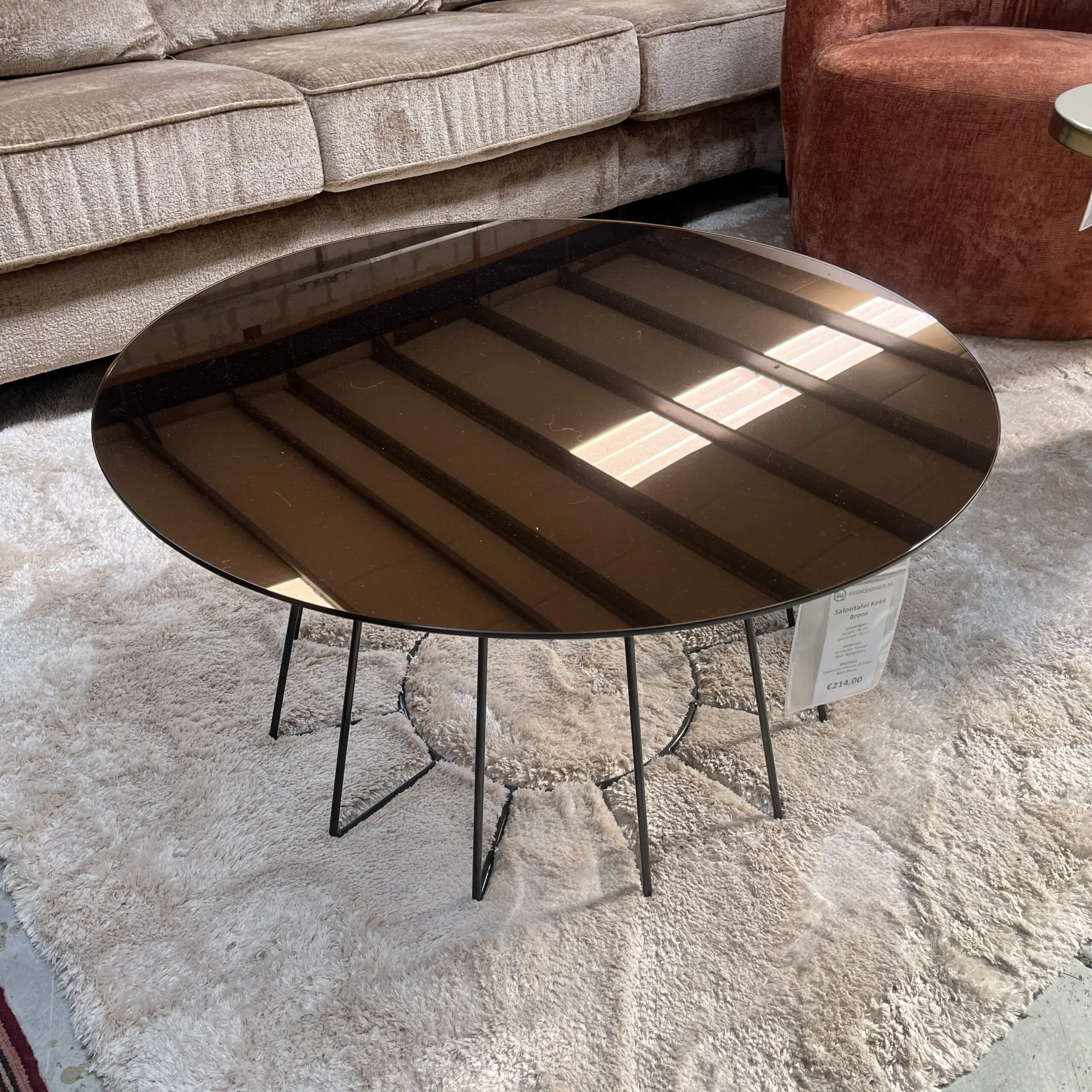 Showroommodel Salontafel Kees Brons Chroom, zelf afhalen