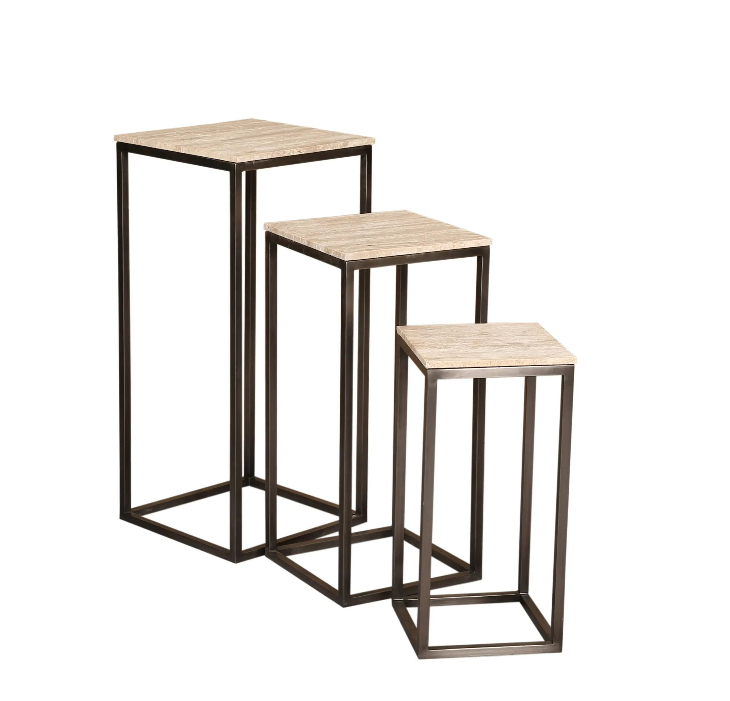 Zoah Black Travertine square sidetable SV3