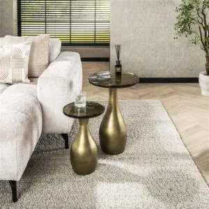 Bijzettafel Eclipse druppel S / Goud antiek finish