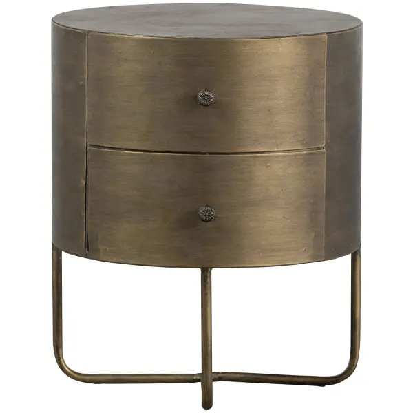 GLOSSY ROND KASTJE METAAL ANTIQUE BRASS