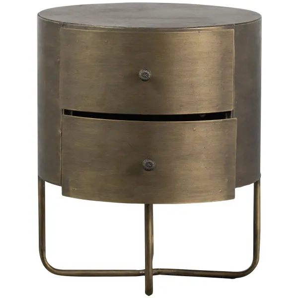 GLOSSY ROND KASTJE METAAL ANTIQUE BRASS