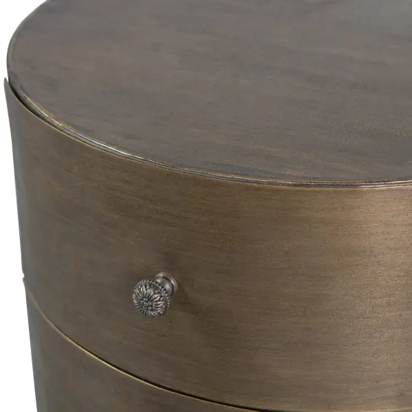 GLOSSY ROND KASTJE METAAL ANTIQUE BRASS
