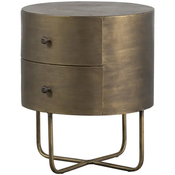 GLOSSY ROND KASTJE METAAL ANTIQUE BRASS