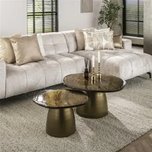 Salontafel Eclipse set/2 / Goud antiek finish