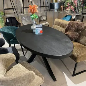 Showroommodel, zelf afhalen! Eettafel Back To Black II Ovaal 210 Zwart Mangohout