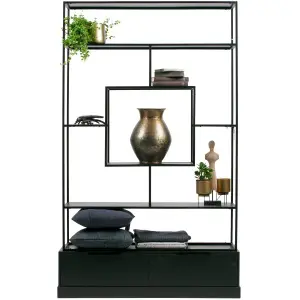 Showroommodel, zelf afhalen! Fons Vakkenkast Metaal/hout Mat Zwart [fsc]