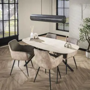 Eettafel Romano ceramic deens ovaal 180 cm / Keramiek travertine