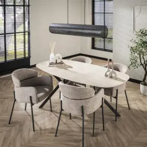 Eettafel Romano ceramic deens ovaal 180 cm / Keramiek travertine
