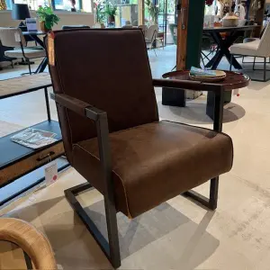 Showroommodel Fauteuil Tyler Bruin/geborsteld staal, zelf afhalen