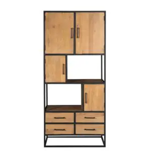 Vakkenkast Denver Mangohout en staal 90 cm