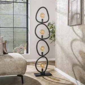 Vloerlamp Pebble 4-lichts / Artic zwart