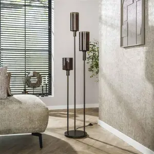 Vloerlamp Sepiora getrapt 3-lichts / Sienna brown