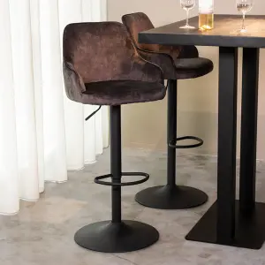 Barkruk Fender - Antraciet - Velours - Zithoogte 64-84