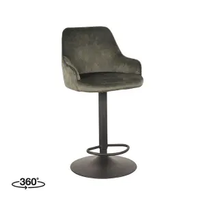 Barkruk Fender - Hunter - Velours - Zithoogte 64-84