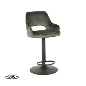 Barkruk Fer - Hunter - Velours - Zithoogte 64-84
