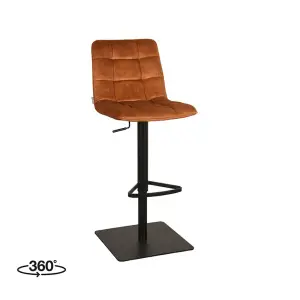 Barkruk Juul - Oker - Velours - Zithoogte 55-81