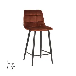 Set V 2 - Barkruk Jelt - Rust - Velours - Zithoogte 66