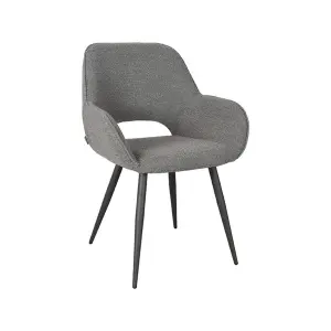 Set V 2 - Eetkamerstoel Fer - Grijs - Boucle - Black Frame