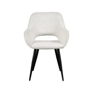 Set V 2 - Eetkamerstoel Fer - Wit - Boucle - Black Frame