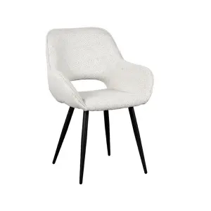 Set V 2 - Eetkamerstoel Fer - Wit - Boucle - Black Frame