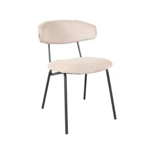 Set V 2 - Eetkamerstoel Zack - Naturel - Ribcord - Black Frame