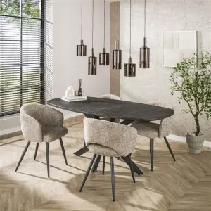 Eettafel Metallic deens ovaal 180 cm / Grijs