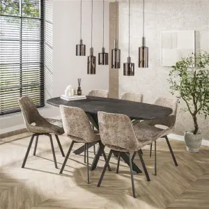 Eettafel Metallic deens ovaal 180 cm / Grijs