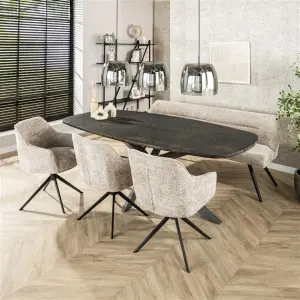 Eettafel Metallic deens ovaal 215 cm / Grijs
