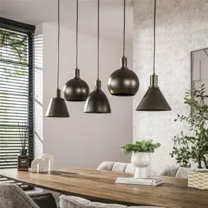 Hanglamp Metallo mix 5-lichts / Sienna bruin