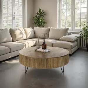 Salontafel Wave 120 cm / Massief mango zand